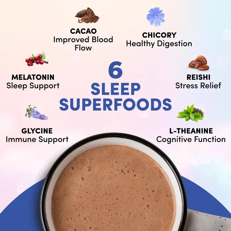 RYZE Mushroom Hot Cocoa with Melatonin – Sleep Support, 20 Servings