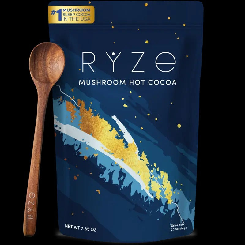 RYZE Mushroom Hot Cocoa with Melatonin – Sleep Support, 20 Servings