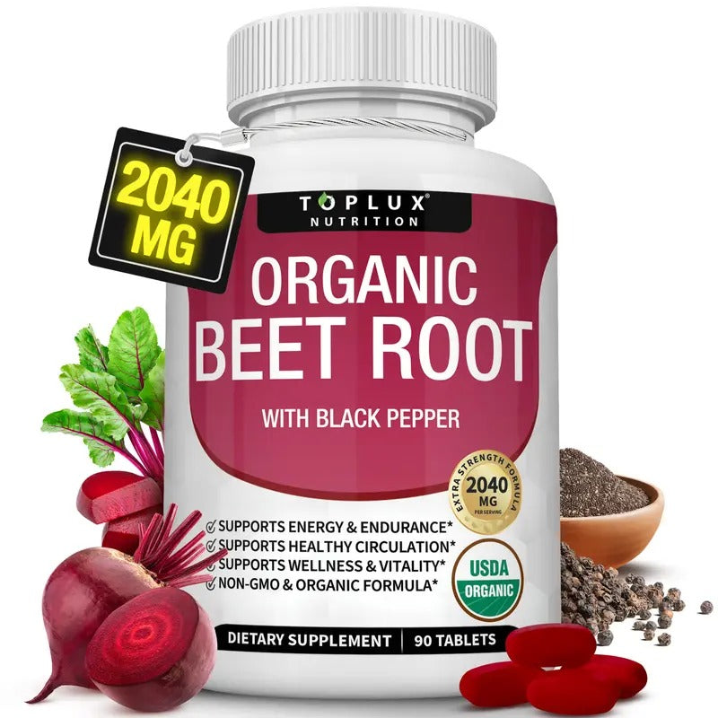 Toplux Organic Beet Root Tablets 2040mg – Nitric Oxide Booster