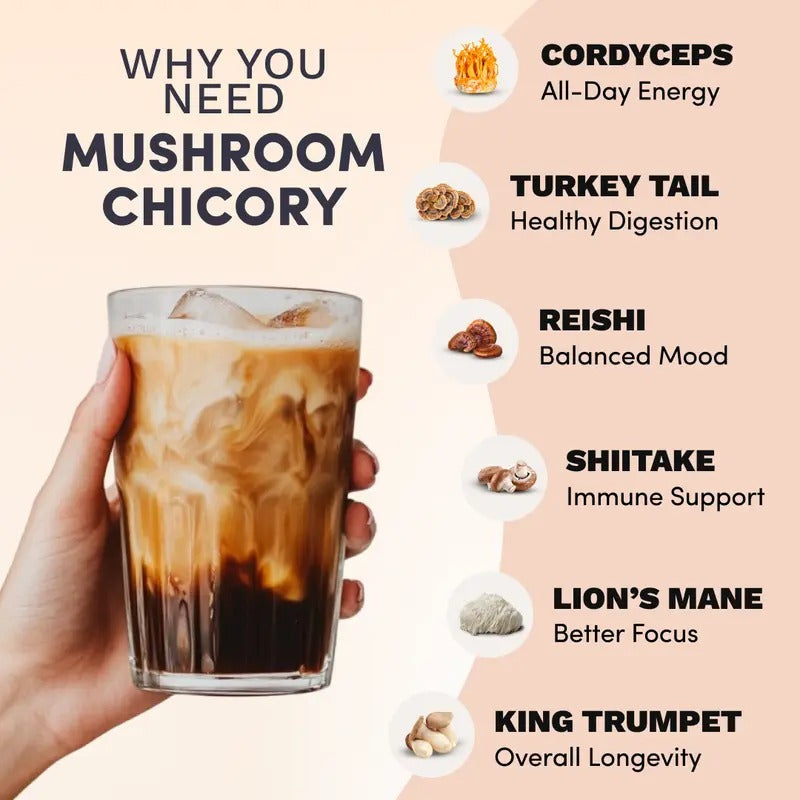 RYZE Mushroom Chicory Coffee – Caffeine-Free, 30 Servings