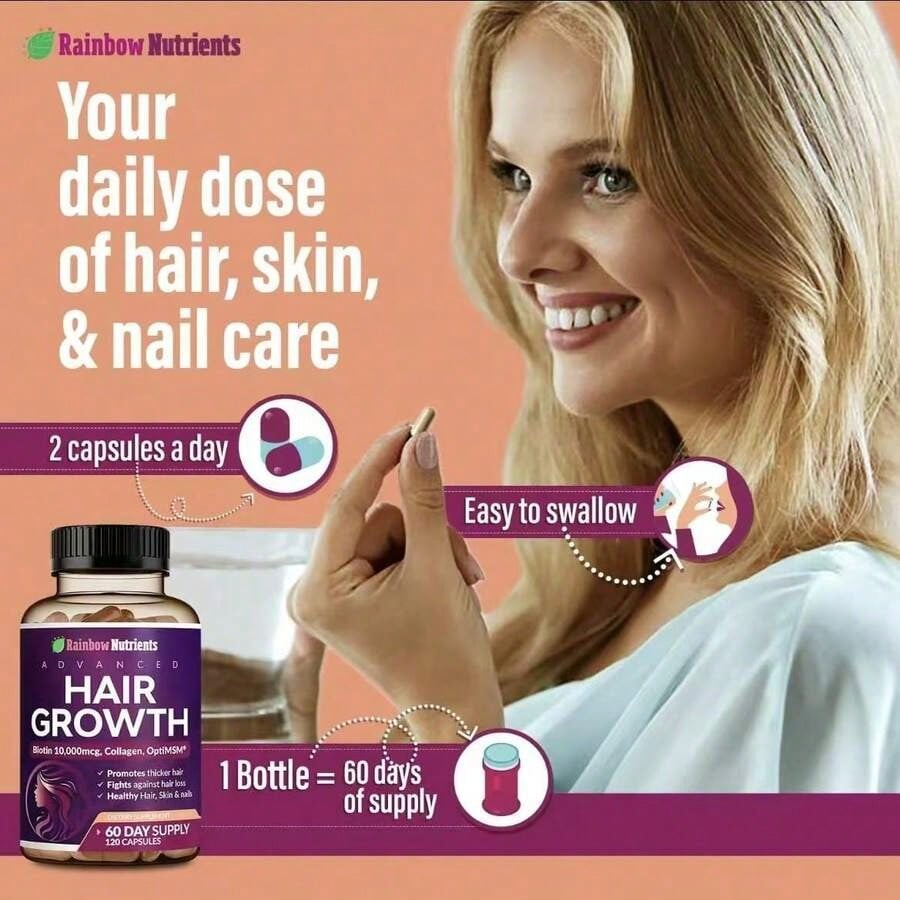 Miriyalyad 24-in-1 Hair Growth Vitamins – Biotin 10,000mcg, 60-Day Supply