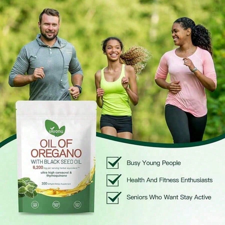 VivoNu Oregano Oil & Black Seed Oil Capsules – Non-GMO, Organic
