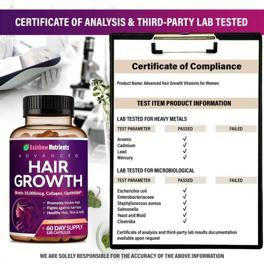 24-In-1 Advanced Hair Growth Vitamins | Biotin 10,000mcg, Collagen, Patented OptiMSM, GoMCT, Saw Palmetto | Naturally Regrow Stronger & Healthier Hair, Skin And Nails | Stops Hair Loss | 60 Day Supply