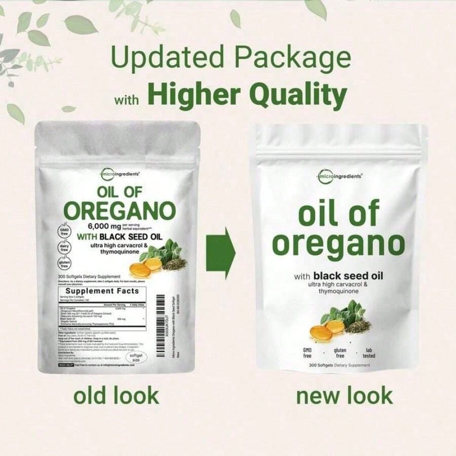 MicroIngredients Oregano Oil & Black Seed Oil – Vegan Softgels