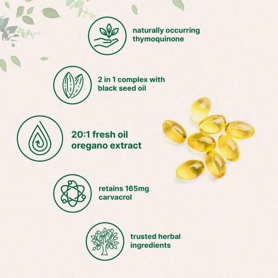 MicroIngredients Oregano Oil & Black Seed Oil – Vegan Softgels