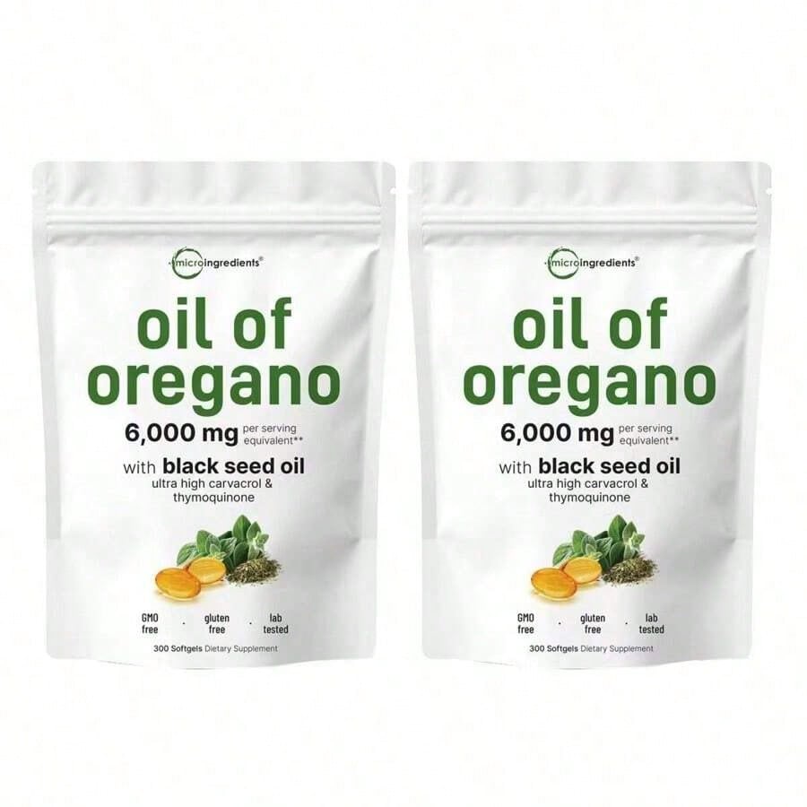 MicroIngredients Oregano Oil & Black Seed Oil – Vegan Softgels