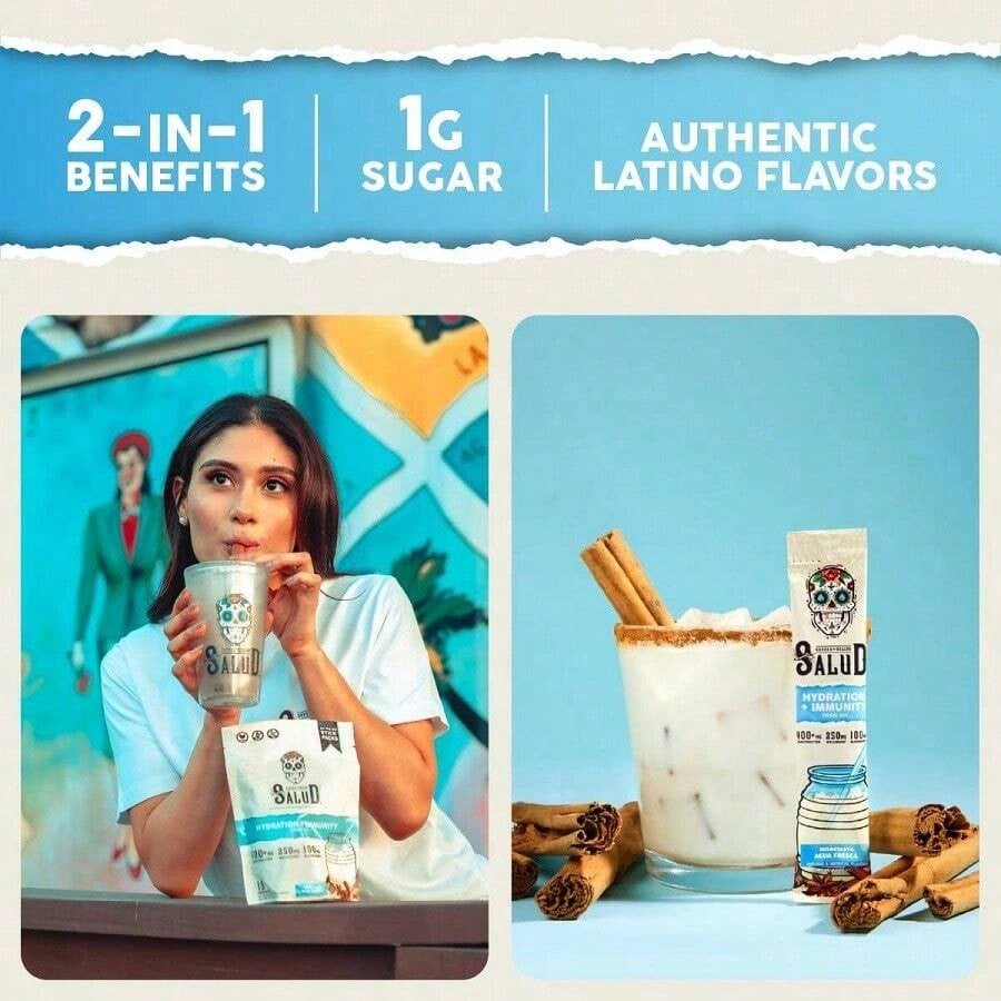 Salud 2-In-1 Hydration + Immunity Electrolyte Powder – Horchata Agua Fresca (15 Servings)