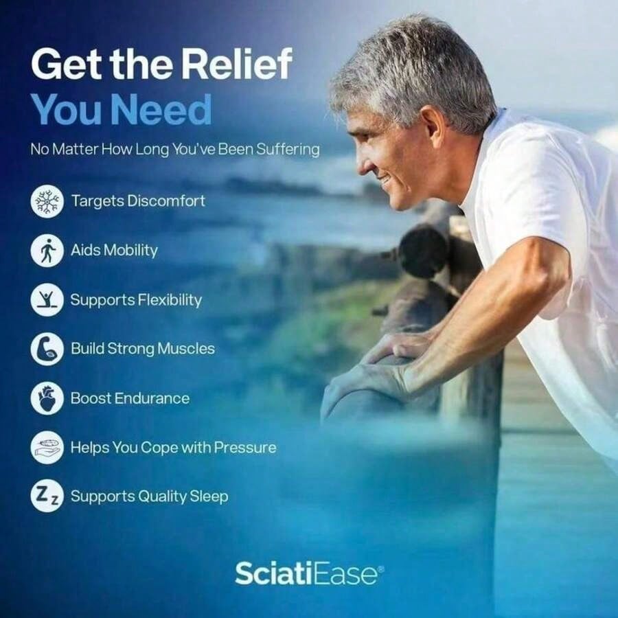 SciatiEase Sciatic Nerve Health Support Supplement - 120 Capsules With AlphaPalm, Pea, Vitamin B Complex, Alpha Lipoic Acid 300mg, Fast-Absorbing Formula For Nerve Comfort - Healthcare Sciatica Relief