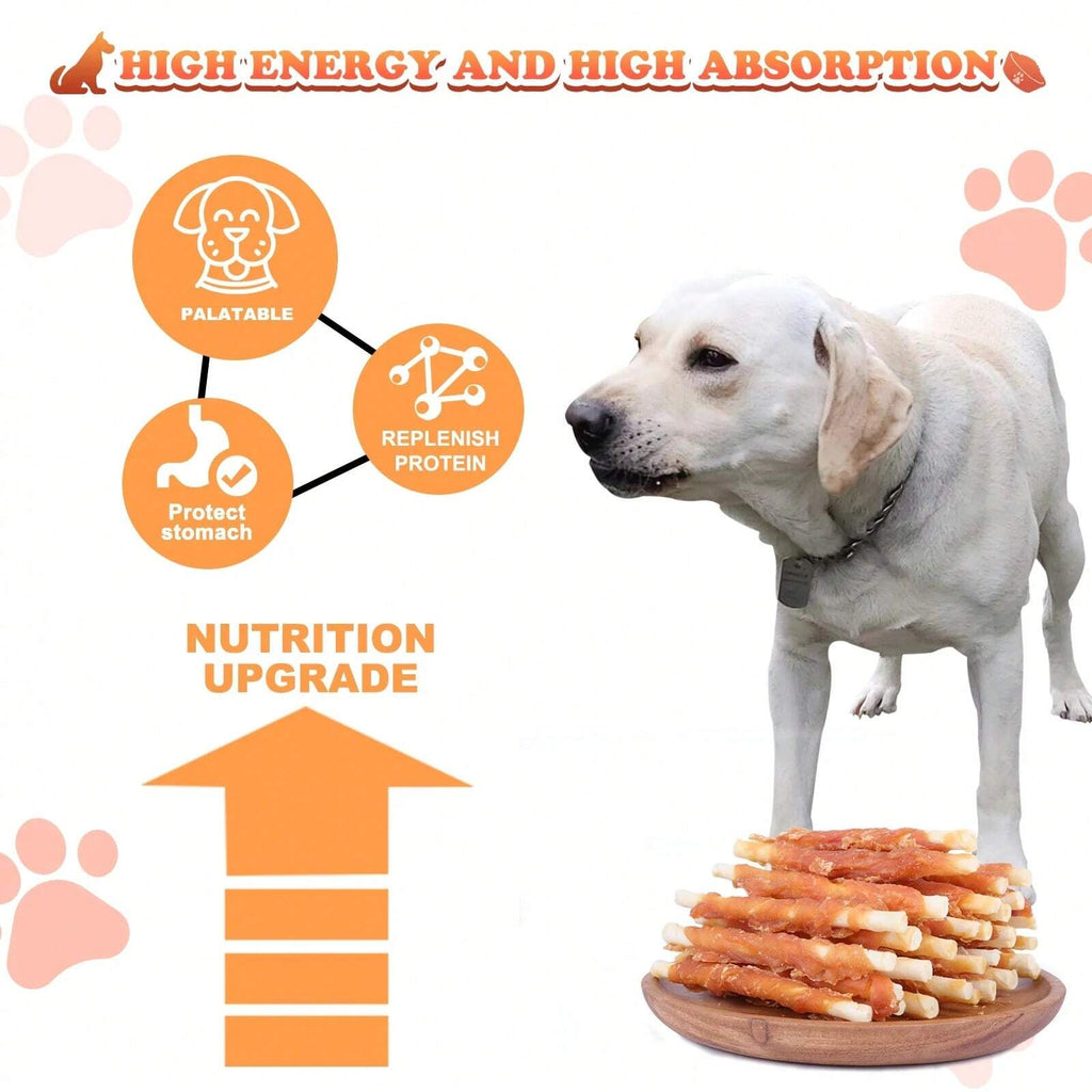 100% Grain-Free Chicken Wrapped Cowhide Teething Treats For Dogs - 18PCS Natural Dental Chews For Puppies And Adult Dogs - Perfect Training Reward & Oral Care Chew Sticks For Small, Medium, & Large Breeds -